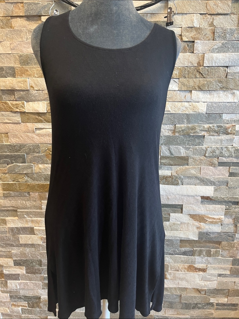 Sleeveless Black Knit Swing Tank Top